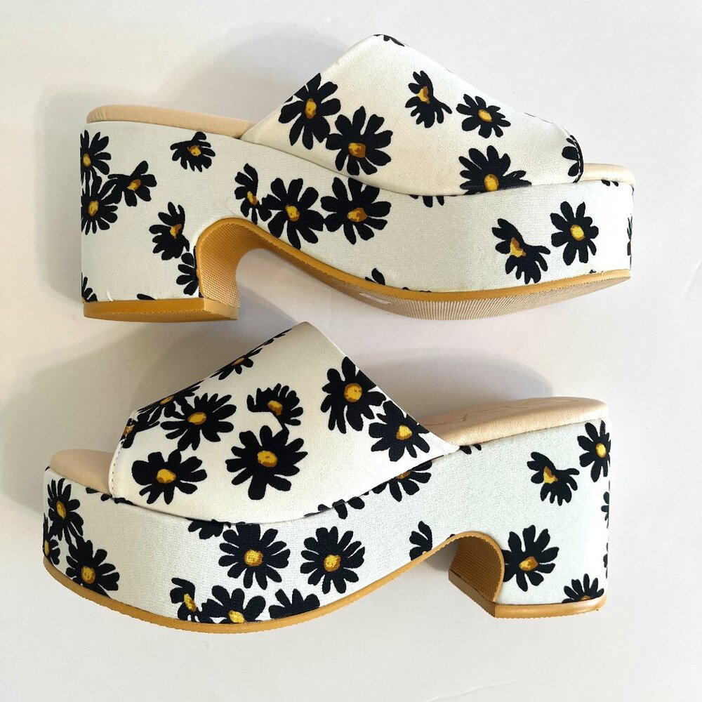 Beach by Matisse Terry White Daisy Sandal Floral Platform Slide Slip-On Mule 6